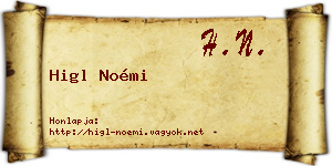 Higl Noémi névjegykártya